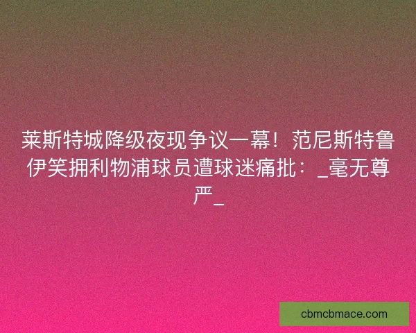 莱斯特城降级夜现争议一幕！范尼斯特鲁伊笑拥利物浦球员遭球迷痛批：_毫无尊严_