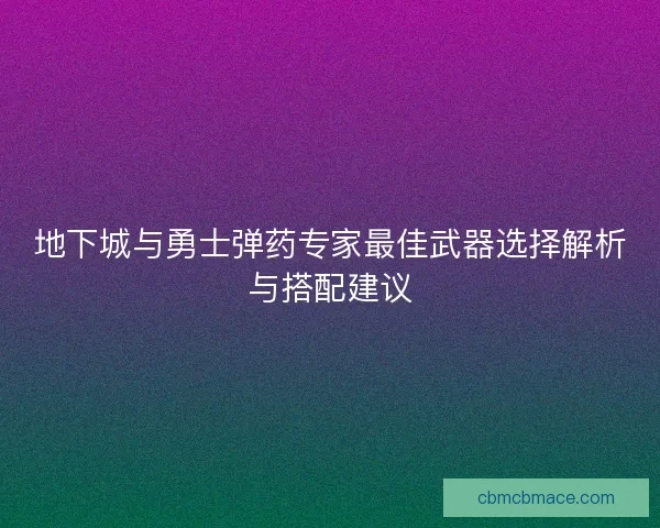 地下城与勇士弹药专家最佳武器选择解析与搭配建议