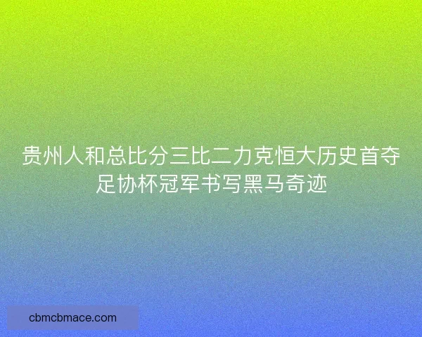 贵州人和总比分三比二力克恒大历史首夺足协杯冠军书写黑马奇迹