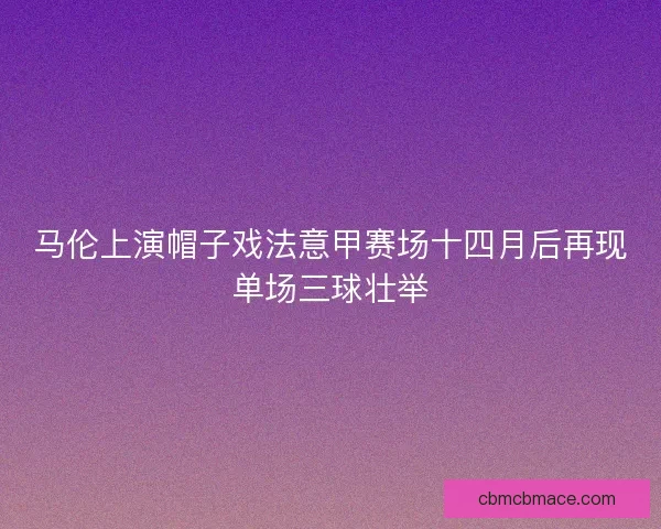 马伦上演帽子戏法意甲赛场十四月后再现单场三球壮举