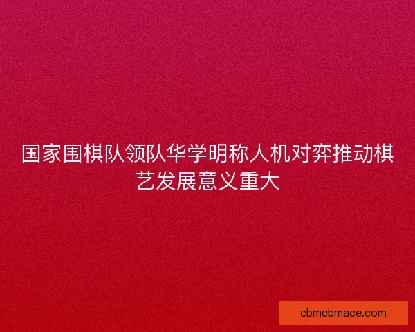 国家围棋队领队华学明称人机对弈推动棋艺发展意义重大